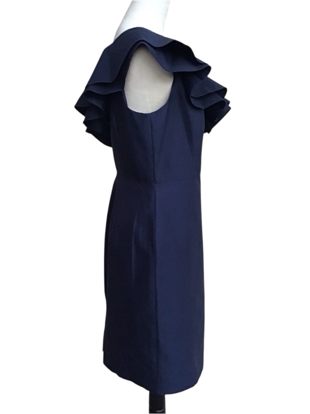 J Crew Navy Blue Silk Blend One Shoulder Ruffle Dress NEW - Picture 4 of 4